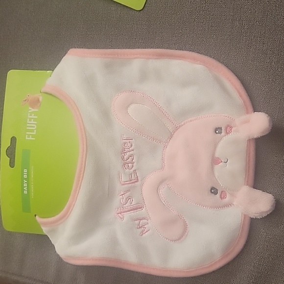 My First EASTER Baby Booties Bib& Bunnies Fluffy (Bundle) - Picture 2 of 3